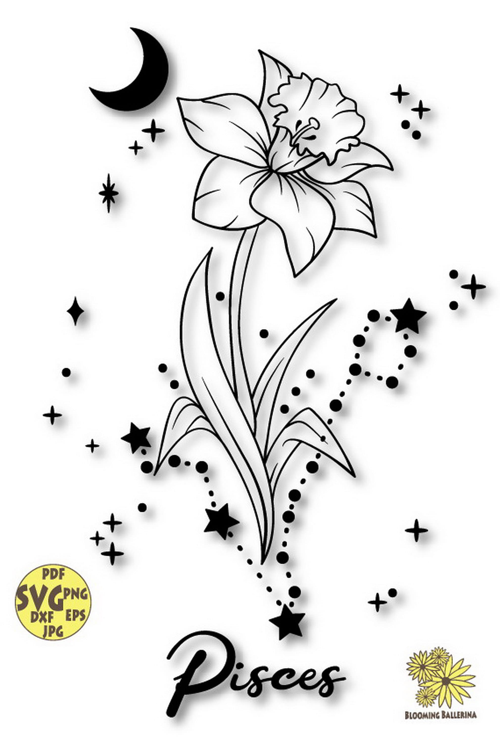Daffodil Birth Flower Svg File March Birth Flower Svg Pisces Etsy Australia