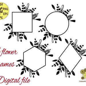 Botanische Pflanzen Rahmen mit Blättern Svg Datei, Floral Grenzen Svg, Monogramm Rahmen Svg, Bundle geometrische Rahmen Svg, Kreis Svg, Kranz Svg