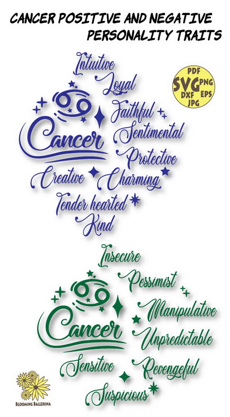 Cancer Zodiac Svg file, Cancer Positive and Negative Personality Traits Svg file, zodiac svg, horoscope svg, astrology svg, Cancer sign svg image 7