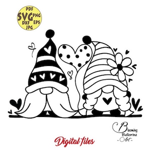 Love Gnomes Svg files, Valentine Gnomes with balloon svg, Gnome cut file, Gnome Clipart, Nordic Gnome svg, Valentine Svg, Hearts Svg, Gnome