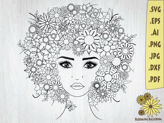 Download Woman Hair Svg Afro Girl Svg Female Svg Floral Svg Hair Etsy