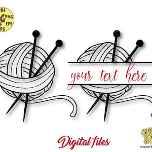 Knitting Svg, Yarn Monogram Svg, Ball Yarn Svg, Ball Yarn png, Split monogram fro names Svg, Crafting Svg, Knit Svg, Knitting cut file,Craft