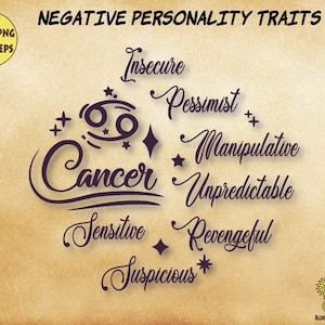 Cancer Zodiac Svg file, Cancer Positive and Negative Personality Traits Svg file, zodiac svg, horoscope svg, astrology svg, Cancer sign svg image 2