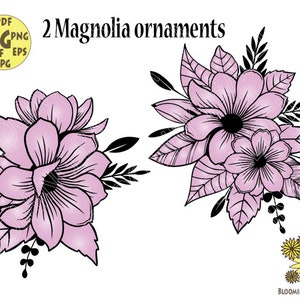 Floral A to Z Alphabet With Magnolias and Leaves Svg File, Flower 0 to ...