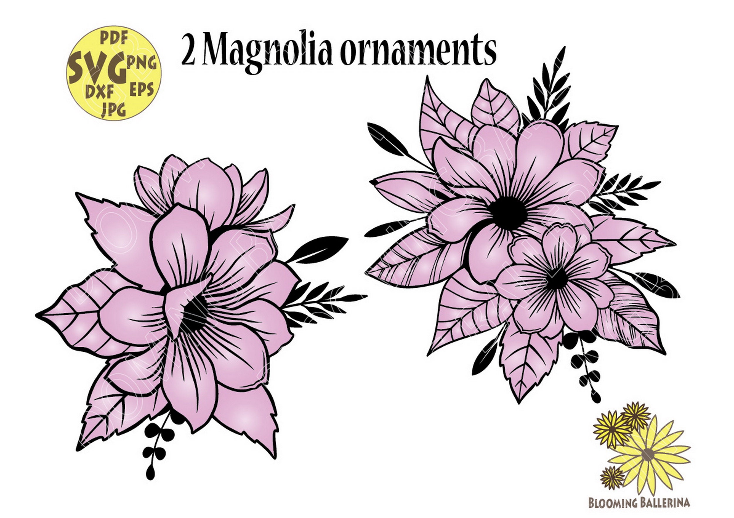 Floral A to Z Alphabet With Magnolias and Leaves Svg File, Flower 0 to ...