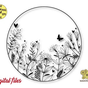 Field plants Svg, Bundle Wildflowers Svg, Wildflowers Meadow Svg, Wild flowers Svg, Garden Plant Svg, Wildflower Circle Frame Svg, Frame Svg