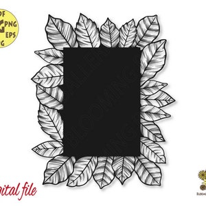 Feuilles Invitation de mariage, Cadre rectangulaire d’automne avec feuilles Fichier Svg, Cadre Svg, Carte florale rectangulaire svg découpe laser, Modèle de découpage de papier