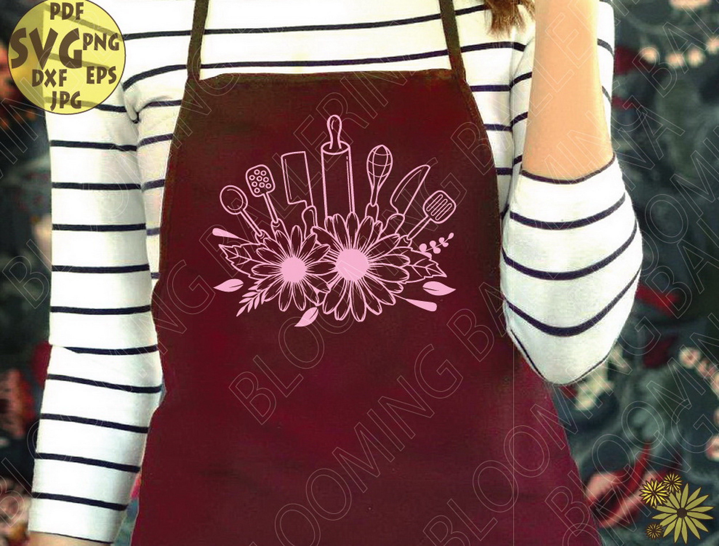 Flower Kitchen Utensils With Daisies and Leaves Svg File Etsy