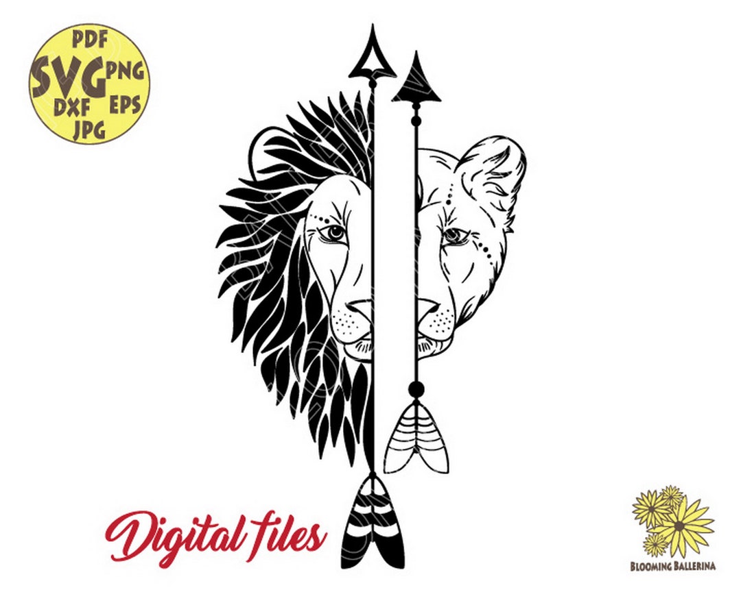 Lion and Lioness King Svg File, Half Lion Svg, Half Lioness Svg, Lion
