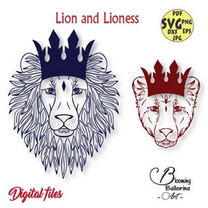 King and Queen Svg, Lovers Svg, Couple Svg, Lion and Lioness Svg, Lioness Crown, Lion Crown, King Svg, King Lion Svg, Queen Lioness Svg