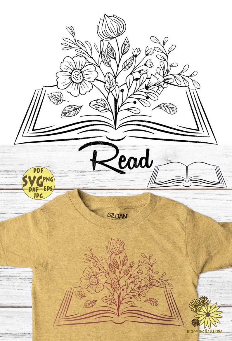 Flower Book With Wildflowers Svg File Floral Open Book Svg Etsy Australia