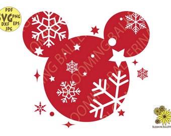 Christmas ears svg, Snowflakes ears Svg,  Mouse Svg, Christmas Snowflakes svg, Christmas svg, Snowflakes Bundles Svg, Snowflake svg