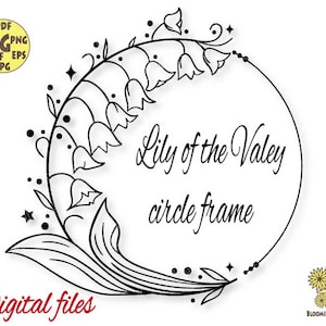 Lily Of Valley Frame Svg file, Lily of Valley,Lily of the valley wreath svg, May Birth Flower Tattoo Design, Lily of the Valley May Flower