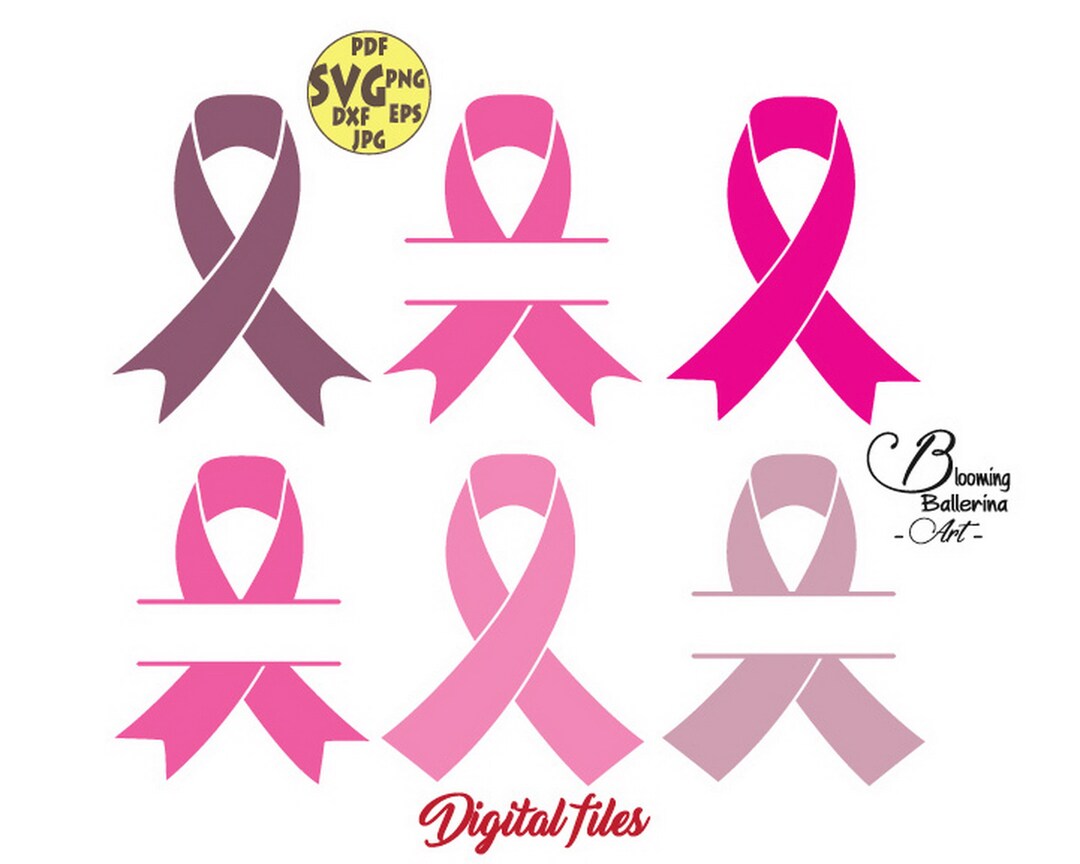 Pink Ribbons Bundle Svg, Monogram Ribbon Svg, Cancer Awareness Svg ...