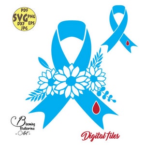 Diabetes Awareness SVG, Floral Blue ribbon Svg, Diabetes Awareness Ribbon Svg, Diabetes PNG,Type 1 Diabetes Awareness PNG,November Wear Blue