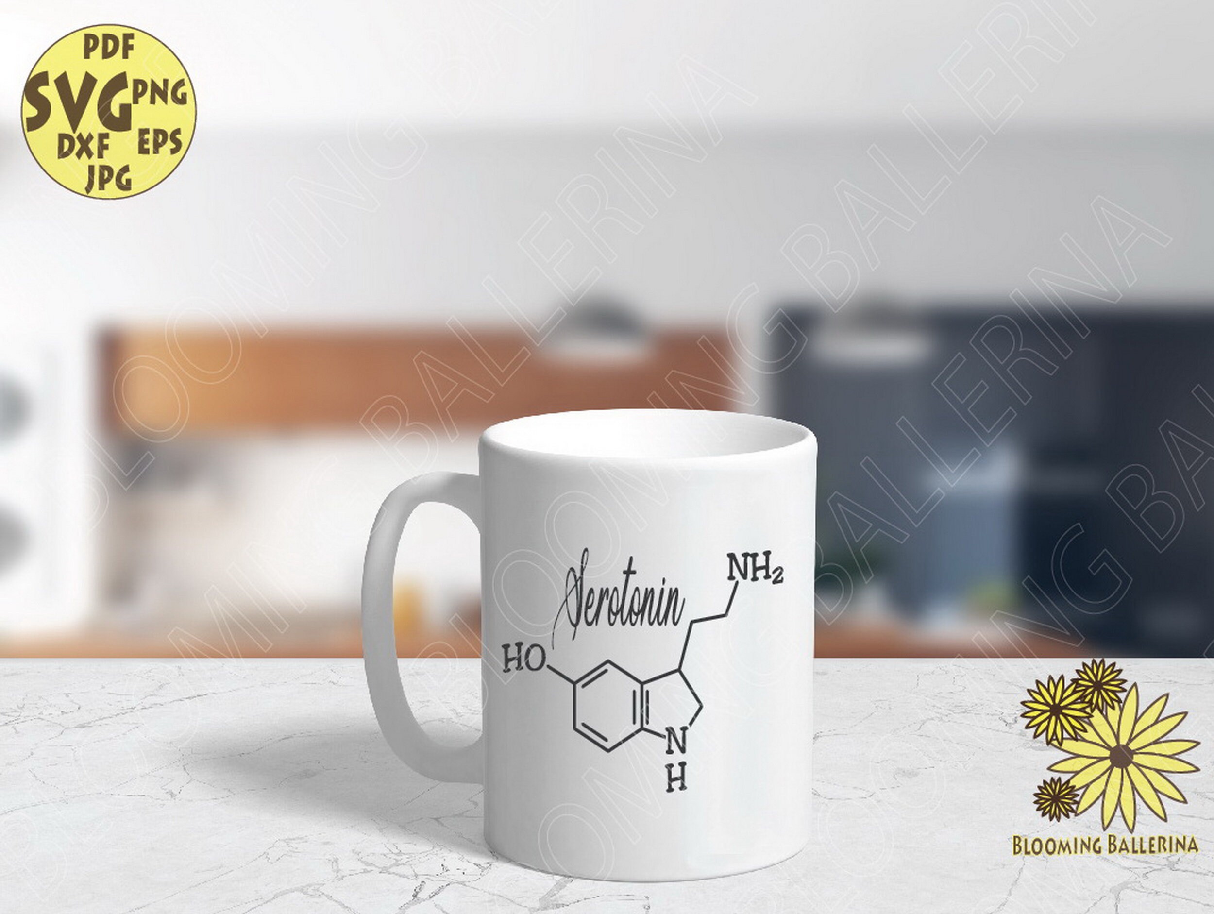Download Floral Serotonin Svg Serotonin Molekül mit Gänseblümchen ...
