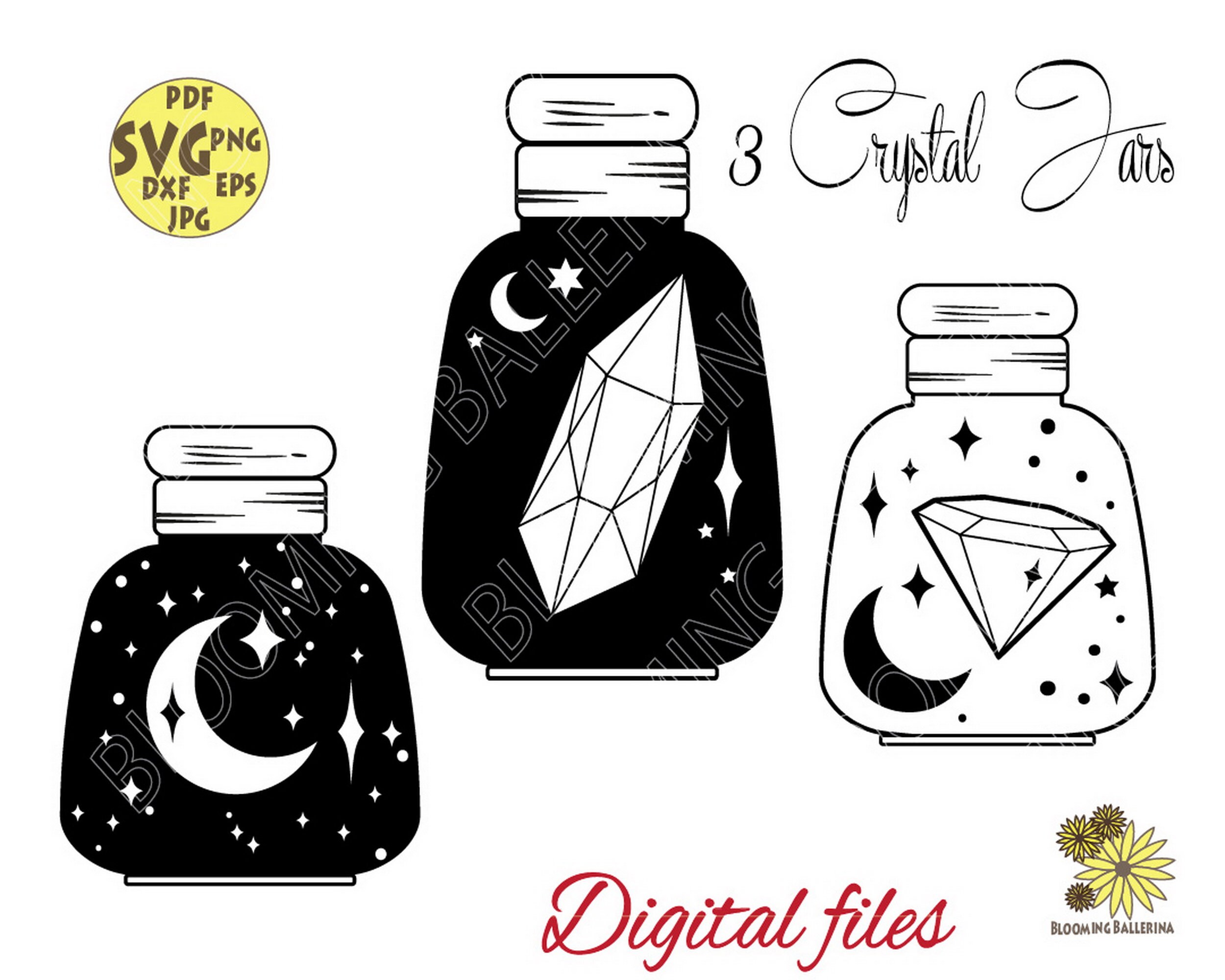 Crystal Jars Svg Jar Svg Crystals in Jar Svg Celestial SVG Etsy