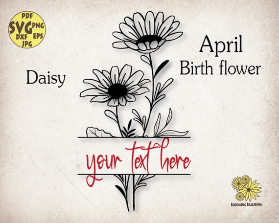 Monogram Daisy birth flower Svg file, Daisy Svg, April Birth flower Svg, April Svg, Spring Svg, Daisy flower cut file, Floral Svg, Aries Svg