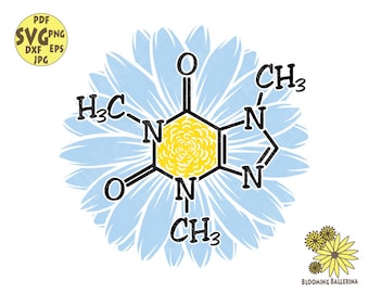 Daisy with Caffeine Molecule svg file, Daisy Svg, Flower Coffee Svg, Coffee Png, DaisyPng, Molecule Svg, Coffee mug print svg, Daisy tumbler