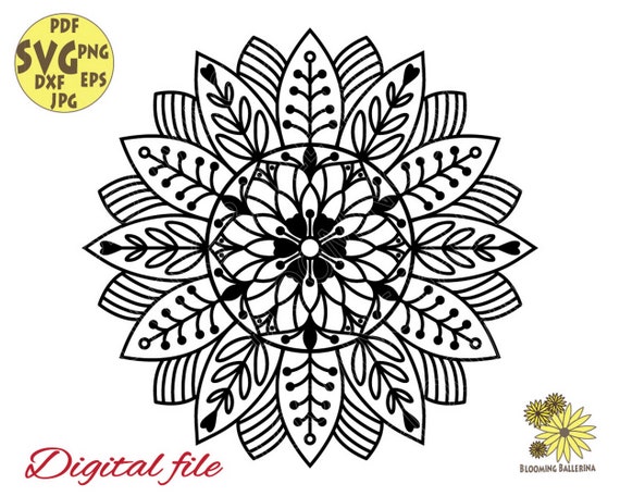Sunflower PNG for sublimation Flower Mandala SVG Sunflower SVG Mandala Clip Art Floral Mandala Vector