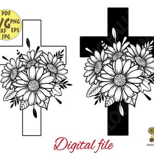Floral Crosses Svg, Cross svg, Christian svg, Crosses svg, Floral Svg, Daisy Svg, Religious svg, Easter svg, Blessed svg, Daisy clipart
