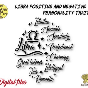 Libra Svg file, Libra Positive and Negative Personality Traits Svg file, zodiac svg, horoscope svg, astrology svg, Libra sign, Libra gift