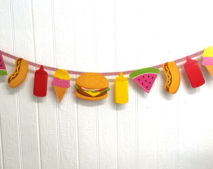 Hamburger Garland, Barbeque Garland Cookout, Food Truck, County Fair