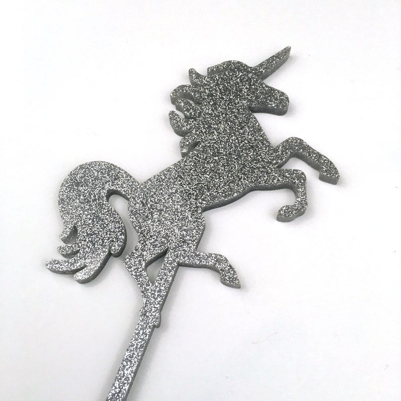Unicorn Party Birthday Party Cake Topper Silver Glitter Unicorn Cake Topper