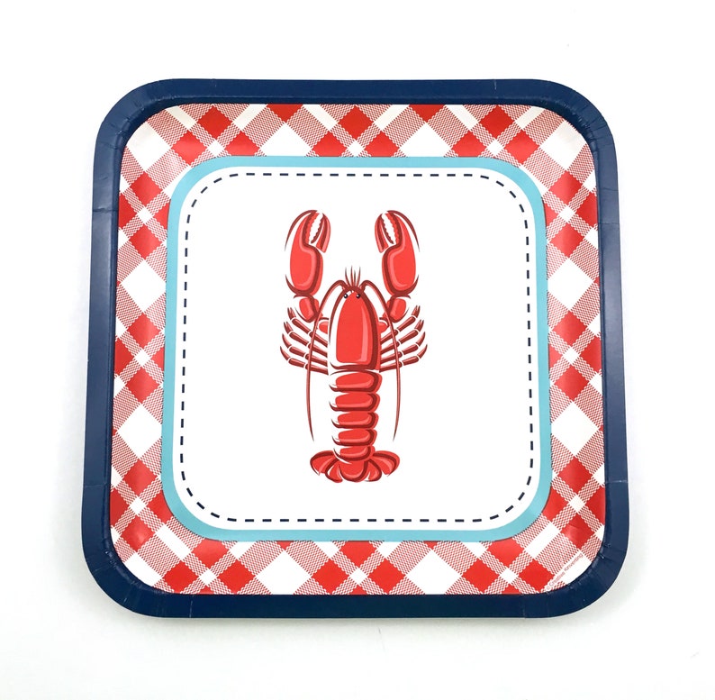 Clambake 7in Plates Seafood Engagement 4th of July Birthday Wedding Shrimp Lobster