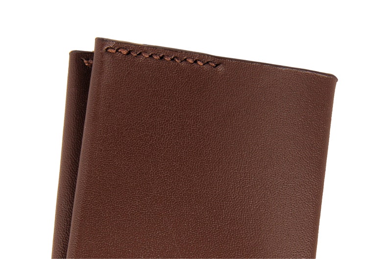 Kangaroo Leather Business Card Wallet Handcrafted and Customised Dark Brown