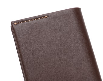 Portefeuille de carte de crédit en cuir italien haut de gamme - Brun foncé - Fabriqué à la main et personnalisé