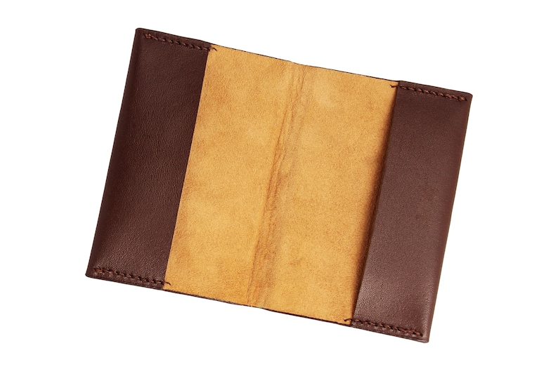 Kangaroo Leather Business Card Wallet Handcrafted and Customised Dark Brown