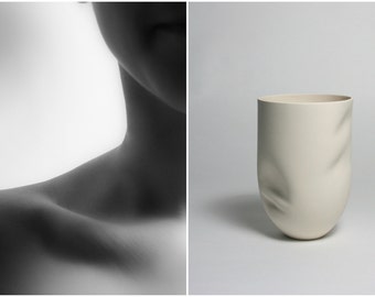 Unique Feminine Form Sculpted Porcelain Vessel