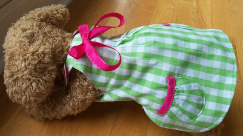 Summer Dog Dress Small dog Dress Dog Clothes Lime and Hot Pink Dress Pet Accessories