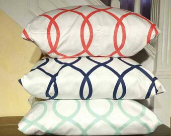 Pillow Cover: Twirling Navy Blue, Twirling Teal, Twirling Coral Décor Pillow Covers