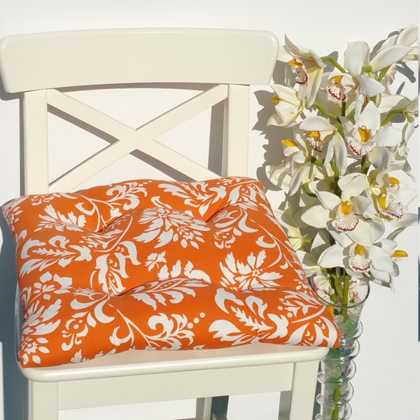 Outdoor, Indoor Seat Cushions: Damask Orange, Floral, Flamingos, Lattice, Geometric, Floral, Décor Seat Cushions