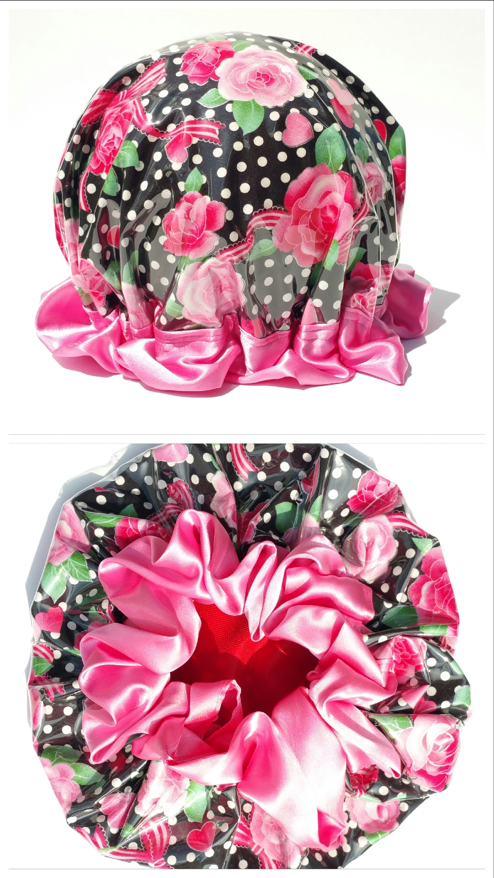 Shower Cap: Hearts & Roses Floral Pattern Variety Shower Caps | Etsy