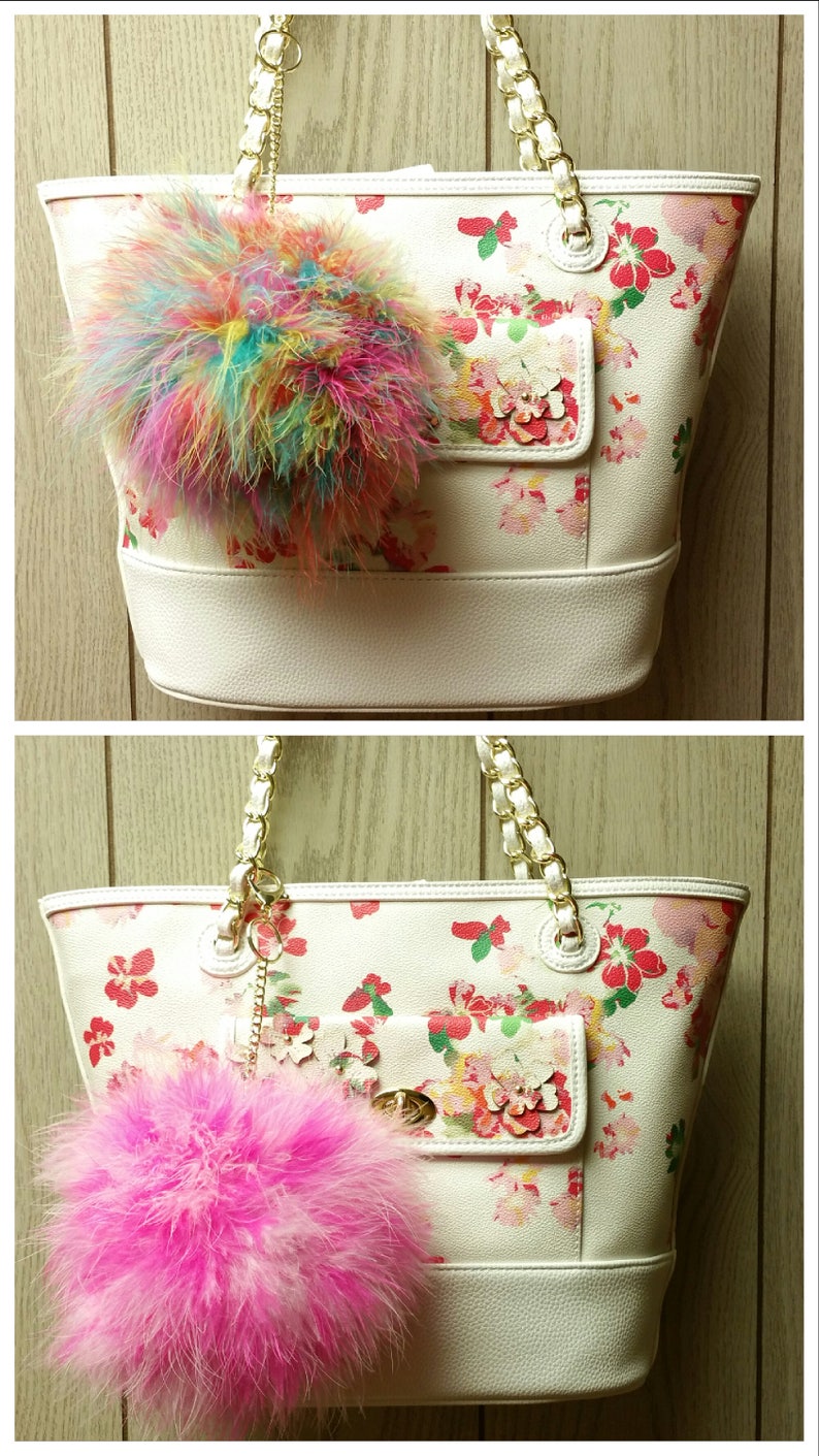 Pom Pom Handbag Charms: Variety Faux Fur Boa Feathers Faux | Etsy