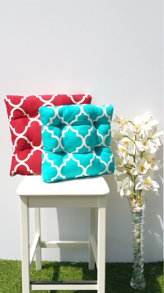 Outdoor Indoor Seat Cushions Moroccan Red Moroccan Blue Teal