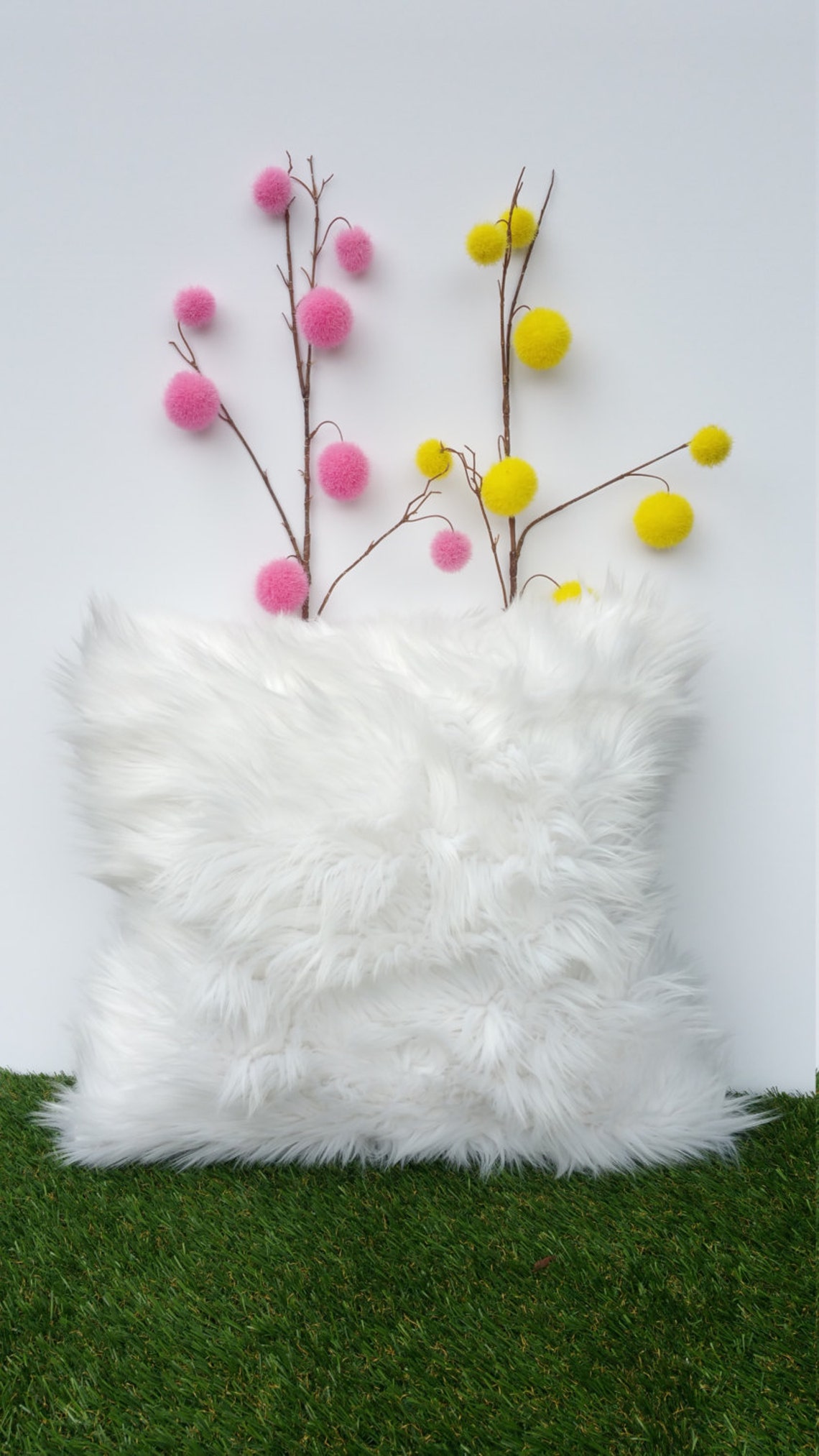 Faux Fur Pillow Covers Shaggy White Dusty Grey Faux Fur Etsy