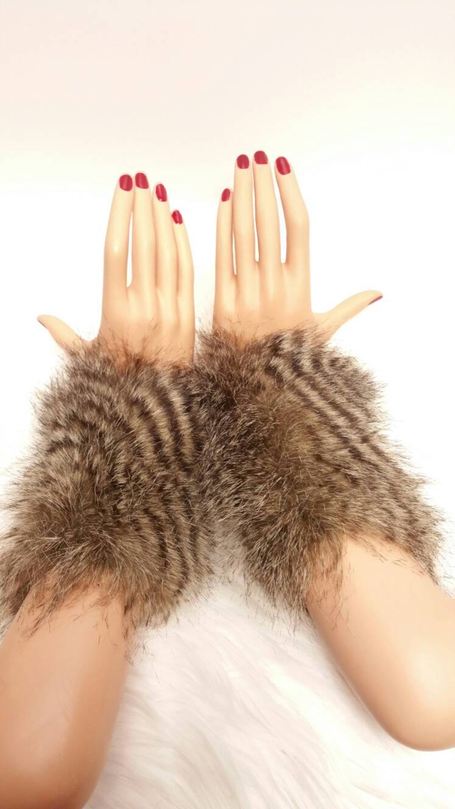 Faux Fur Arm Warmers Foxy White Shaggy White Stripe Fur Etsy Australia