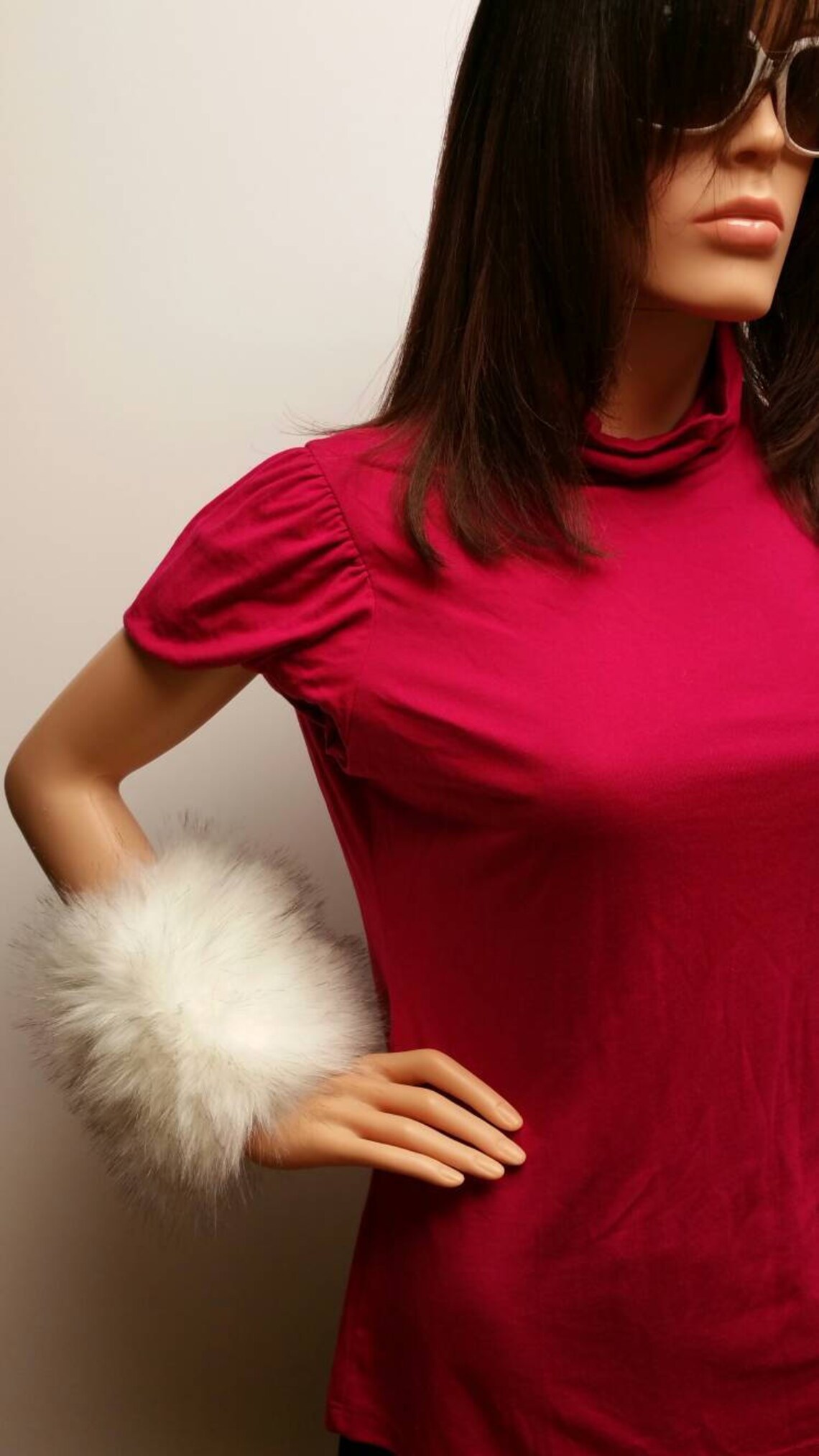 Faux Fur Arm Warmers Foxy White Shaggy White Stripe Fur Etsy