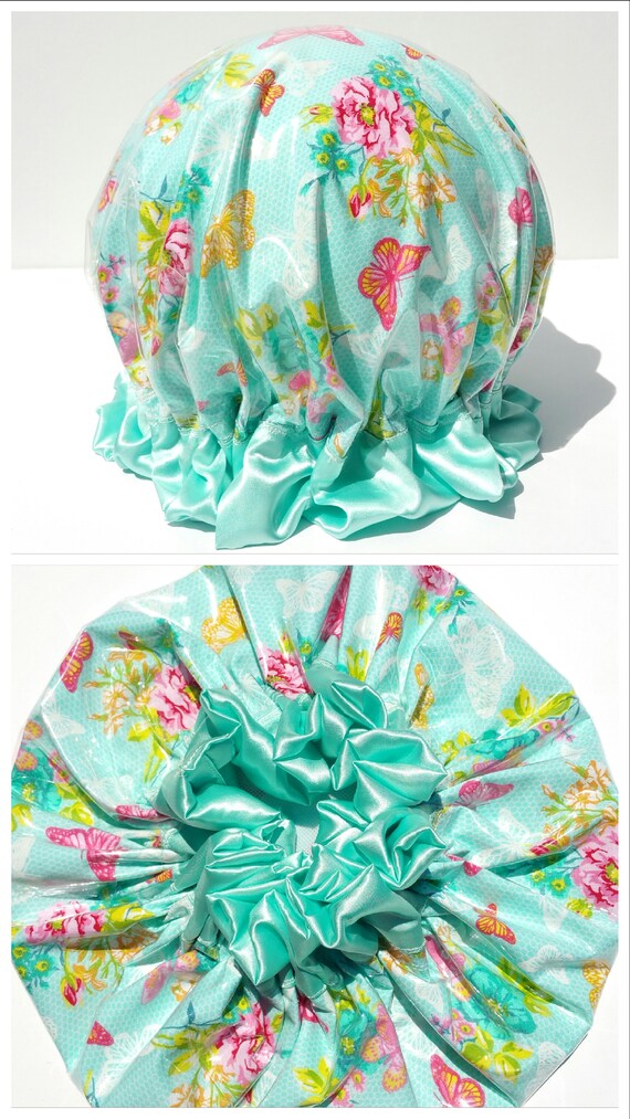 Shower Cap: Butterflies Chevron Rainbow 