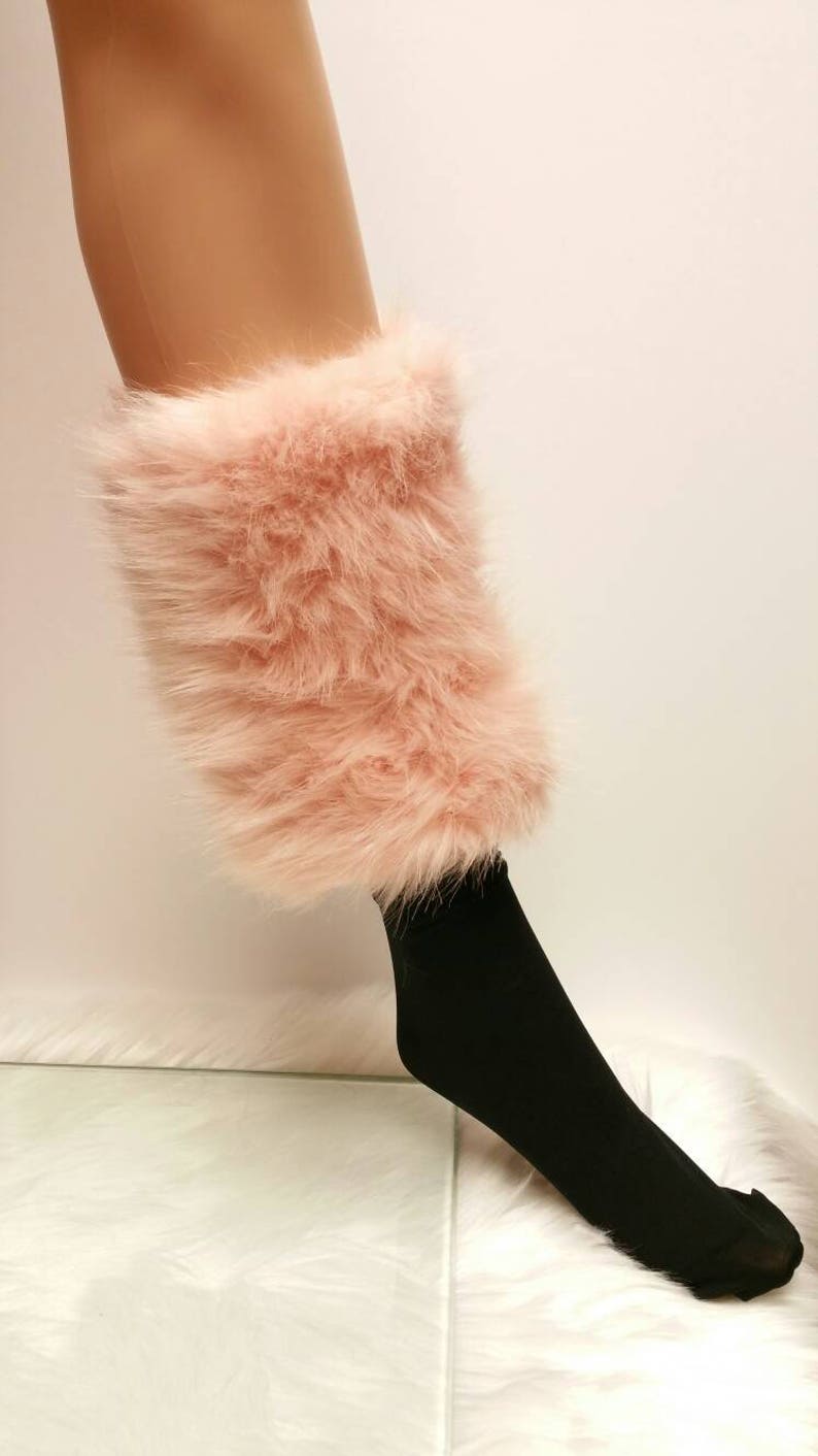 Faux Fur Leg Warmers Grey & White Frosted Forest Green Etsy