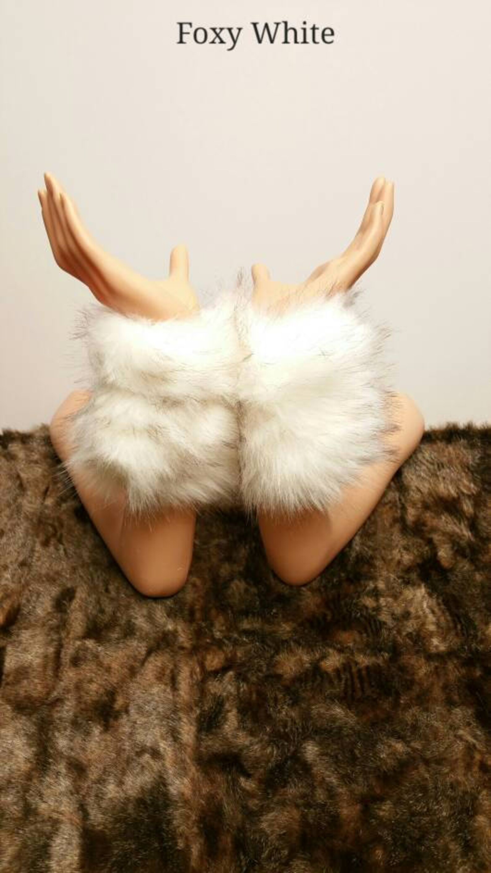 Faux Fur Arm Warmers Foxy White Shaggy White Stripe Fur Etsy
