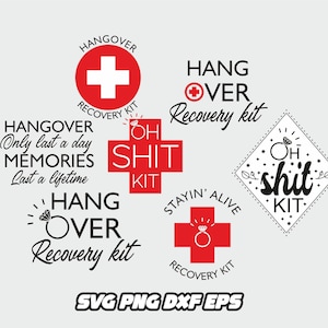 Hangover recovery kit png, funny hangover svg, wedding svg, wedding party clipart, hangover png