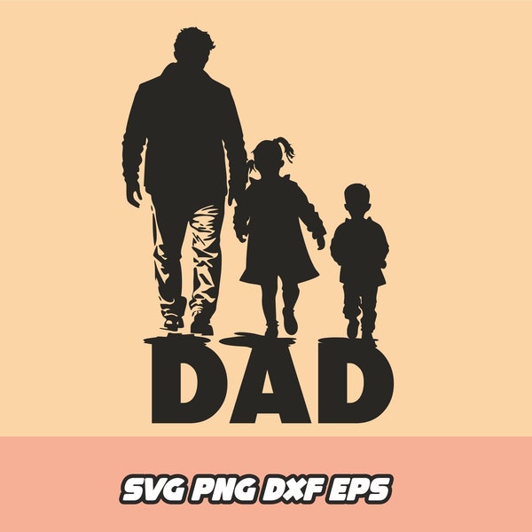 Best Dad svg, Dad of both svg, girl and boy dad png, father of two kids silhouette, best father svg