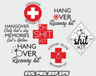 Hangover recovery kit png, funny hangover svg, wedding svg, wedding party clipart, hangover png