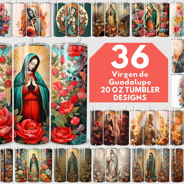 Our Lady of Guadalupe Becher Wrap png, Jungfrau von Guadalupe 20 Unzen dünner Becher Sublimationsdesign, Jungfrau Maria Design png