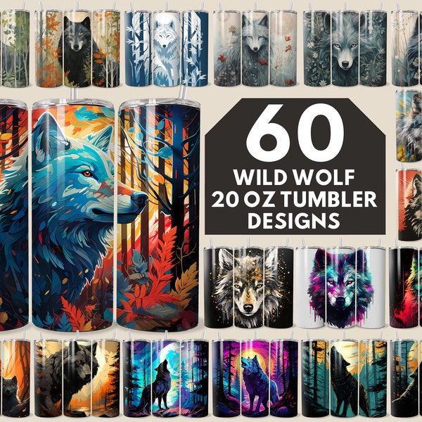 Howling wolf tumbler wrap png, Wild wolf 20 oz skinny tumbler sublimation design, Wolves family tumbler design png, Wild life design